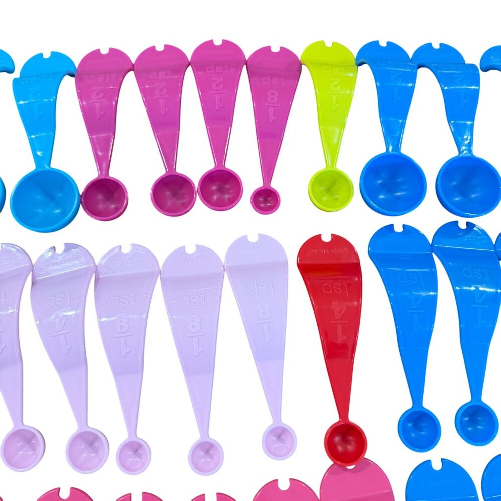 Tupperware Measuring Spoon Lot 41 Various Colors Curved Raindrop 6142 6144 6145 - Picture 4 of 7